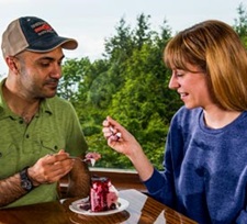 Couple Eating Blackberry Ice Cream Pie in Shenandoah National Park