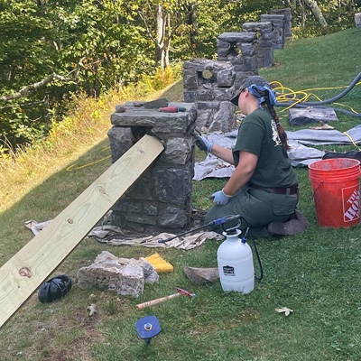 Stone pier renovation in Shenandoah National Park
