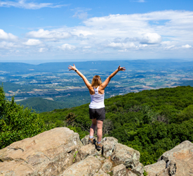 A Shenandoah hiker reaches the summit