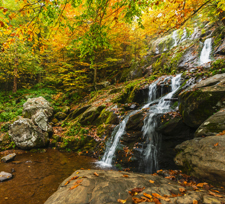 A waterfall in Shenandoah National Park during fall